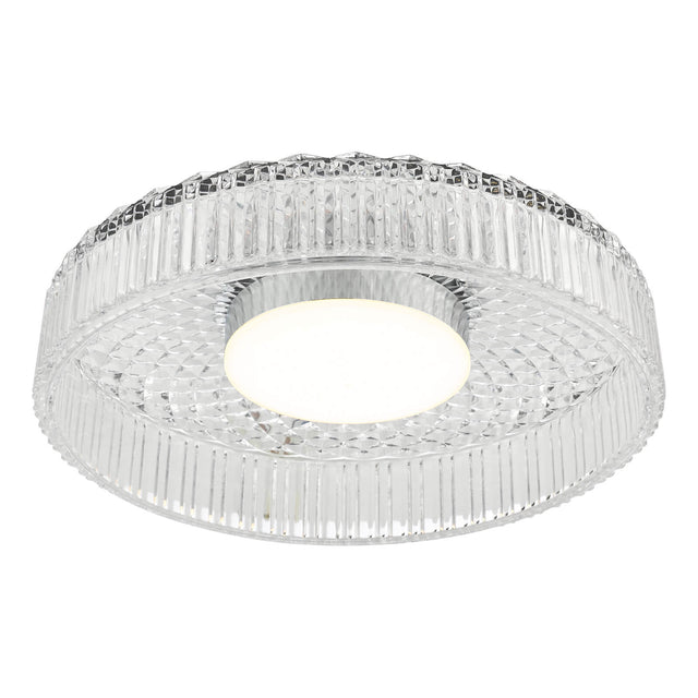 Leena Flush Polished Chrome and Ribbed Glass LED