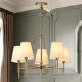 Shandon Antique Brass 5-Arm Chandelier With Fabric Shades