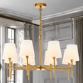Shandon Matt Brass 8-Arm Chandelier With Fabric Shades