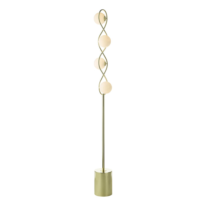 Lysandra 4 Light Floor Lamp Polished Gold and Opal Glass