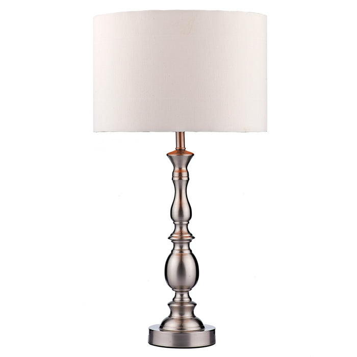 Madrid Table Lamp Satin Chrome With Shade