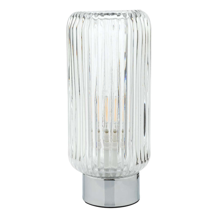 Mason Touch Table Lamp Polished Chromed Ribbed Glass