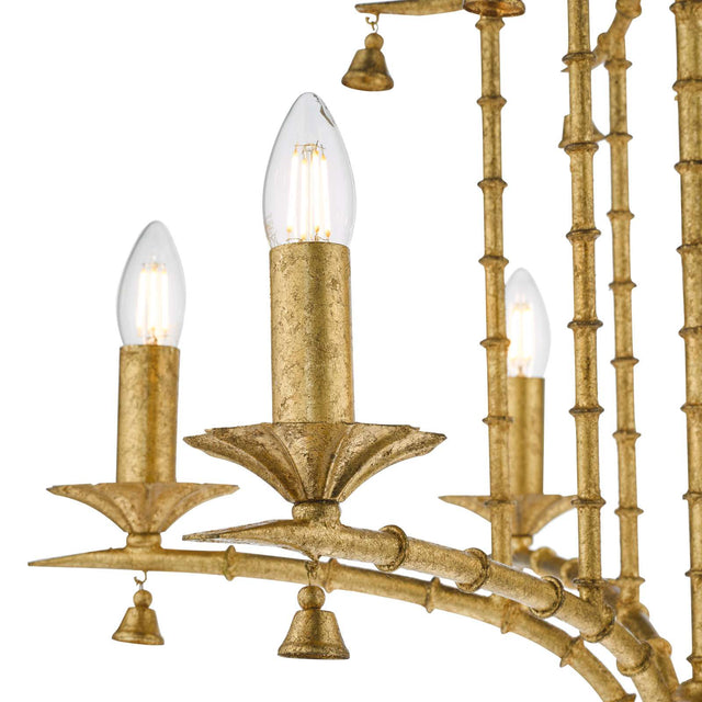 Miette 6 Light Pendant Antique Gold Leaf