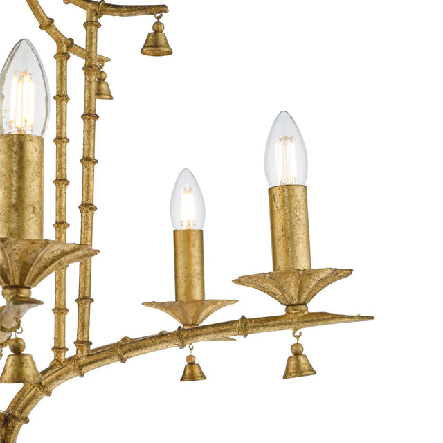 Miette 6 Light Pendant Antique Gold Leaf