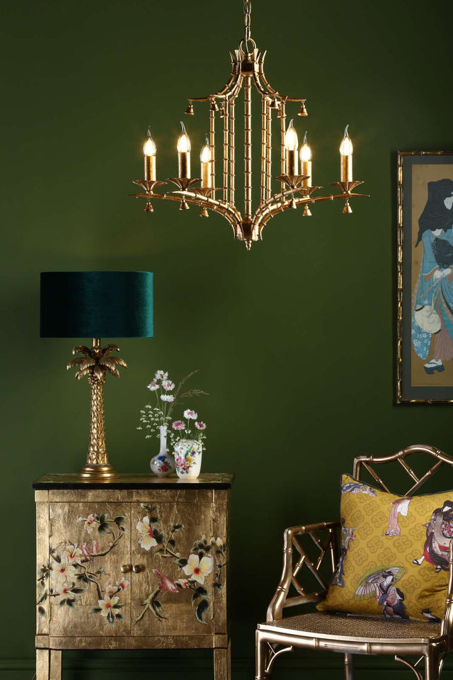 Miette 6 Light Pendant Antique Gold Leaf