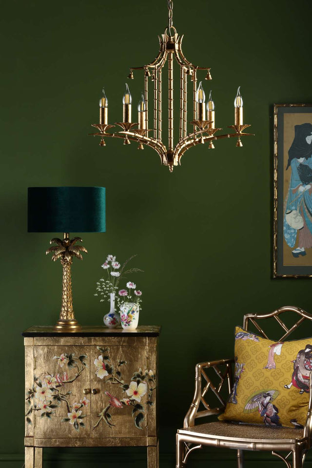 Miette 6 Light Pendant Antique Gold Leaf
