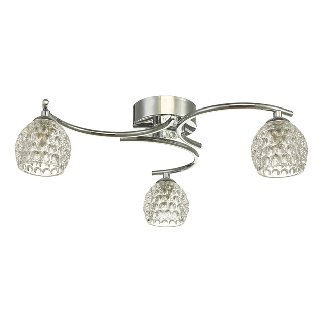 Nakita 3 Light Semi Flush Polished Chrome With Dimpled Glass