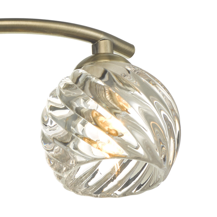Nakita 3 Light Semi Flush Antique Brass With Twisted Open Glass