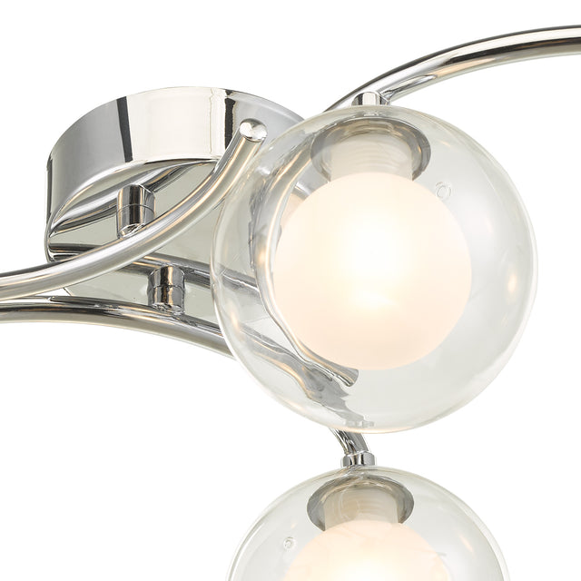 Nakita 6 Light Semi Flush Polished Chrome With Clear/Opal Glass