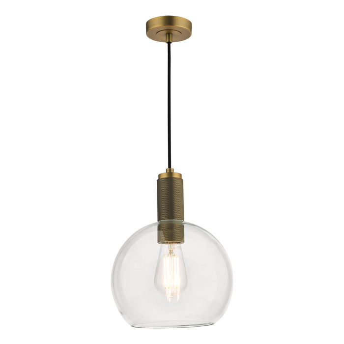 Nikolas Pendant Natural Solid Brass Round Clear Glass