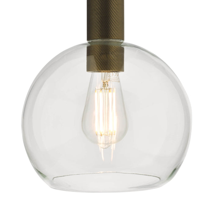 Nikolas Pendant Natural Solid Brass Round Clear Glass