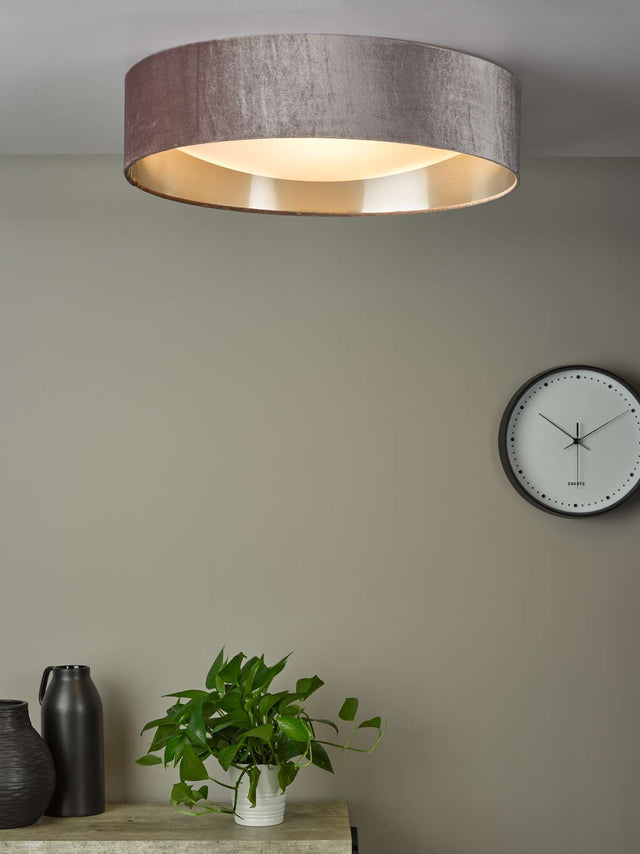 Nysa 3 Light Flush Velvet Warm Grey Shade 60cm