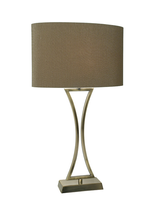 Oporto Wavy Table Lamp Antique Brass With Brown Shade