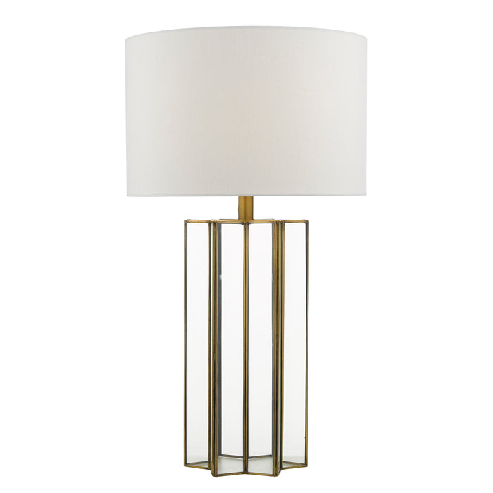 Osuna Table Lamp Natural Brass Glass With Shade