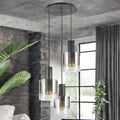 3L Round Blac C/W Smoke Vintage Glass Pendant