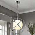 Satin Nickel Finish C/W Opal Glass Saturn Pendant
