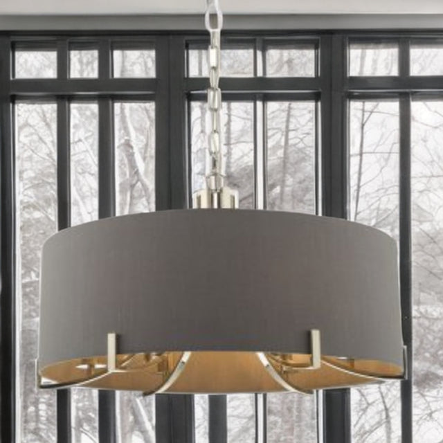 5L Chrome Pendant C/W Grey Or White Shade
