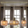Antique Brass W/ Ribbed Amber Glass Skytech Pendant