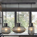 Black W/ Ribbed Smoked Glass Skytech Pendant