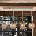 Antique Brass W/ Ribbed Amber Glass Skytech Pendant