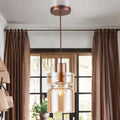 Copper Finish W/ Amber Glass Camden Pendant Fitting