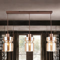 Copper Finish W/ Amber Glass Camden Pendant Fitting
