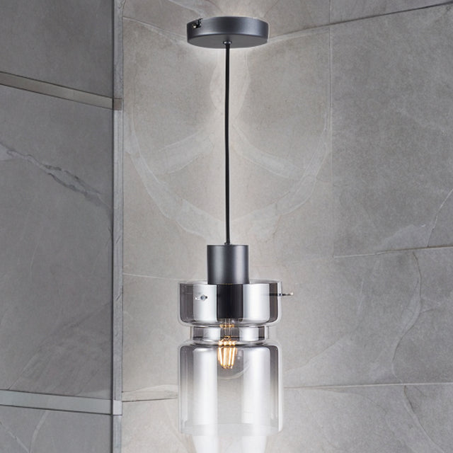Matt Grey Finish W/ Smoke Glass Camden Pendant Fitting