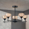 Ip44 Alpine 5L Black Semi Flush Pendant
