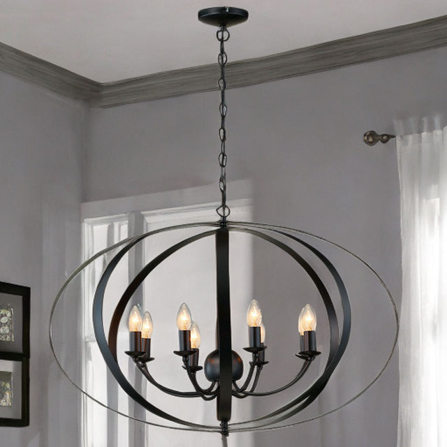 8L Salito Black Rustic Industrial Style Pendant In Black Metal Work.