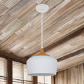 White W/ Wood Effect Matera Pendant
