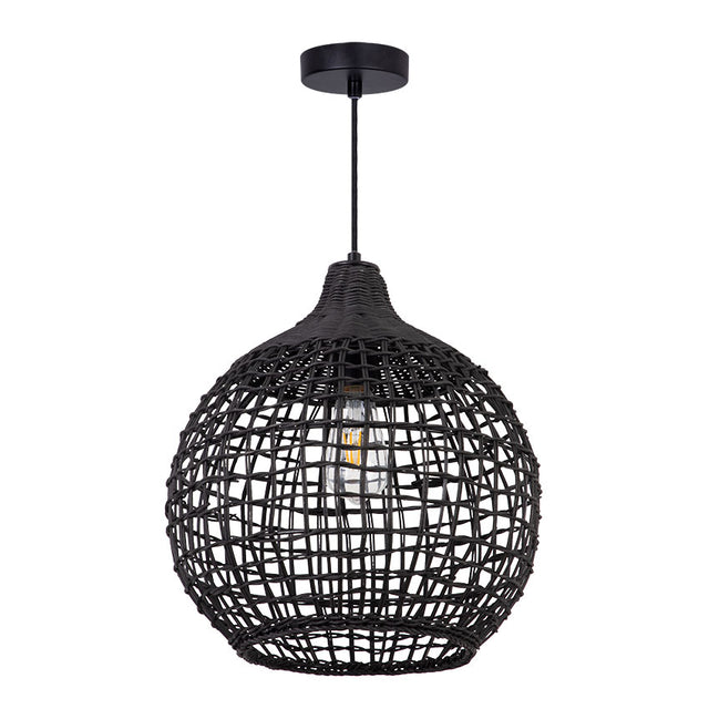 HARVEST RATTAN PENDANT - BLACK FINISH