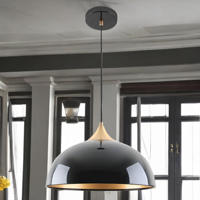 High Gloss Black Dome Style Metal Pendant