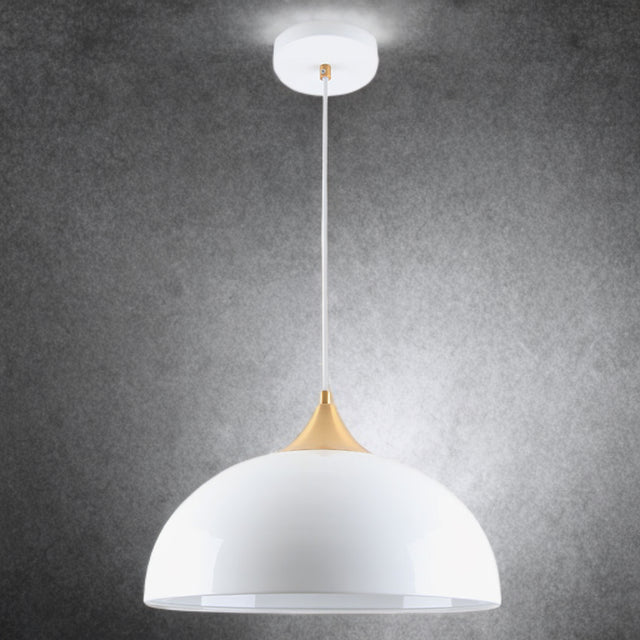 High Gloss White Dome Style Metal Pendant