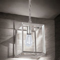Satin Nickel Galley Clear And Metal Frame Pendant