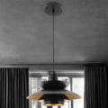 Large Black & Gold Insert Retro Style Metal Pendant