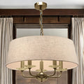5L Antique Brass Stylo Pendant C/W Oatmeal Shade