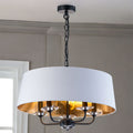 5L Matt Black Stylo Pendant C/W White Shade With Inner Gold Finish