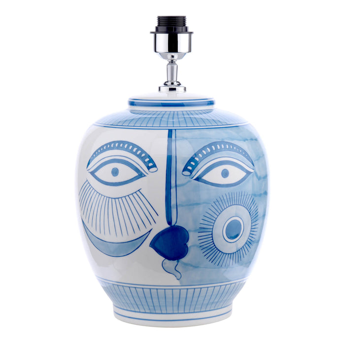 Picasso Small Ceramic Table Lamp Blue & White Face Print Base Only