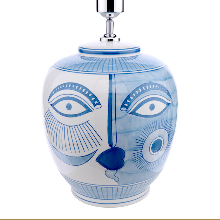 Picasso Small Ceramic Table Lamp Blue & White Face Print Base Only