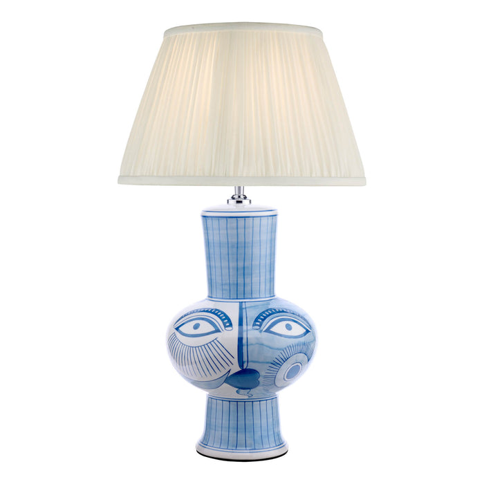 Picasso Large Ceramic Table Lamp Blue & White Face Print Base Only