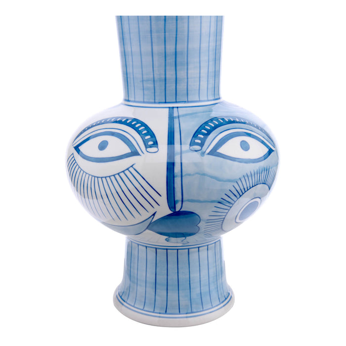 Picasso Large Ceramic Table Lamp Blue & White Face Print Base Only