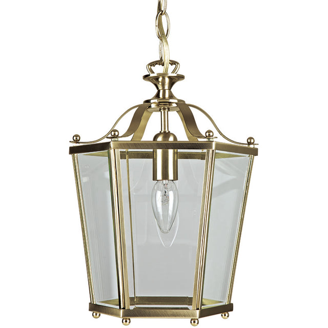 ANTIQUE BRASS PANEL LANTERN