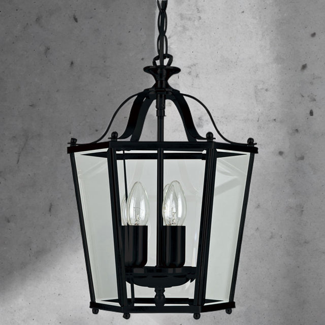 Matt Black Panel Lantern