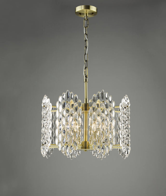 Porthos 8 Light Pendant Antique Brass and Glass