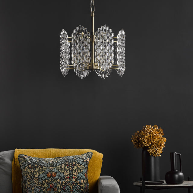 Porthos 8 Light Pendant Antique Brass and Glass