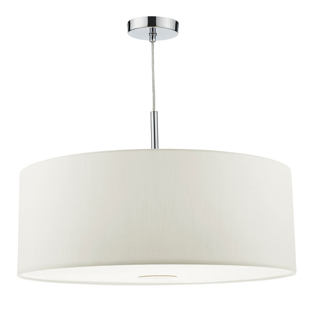 Ronda 3 Light Pendant White Faux Silk Shade 60cm