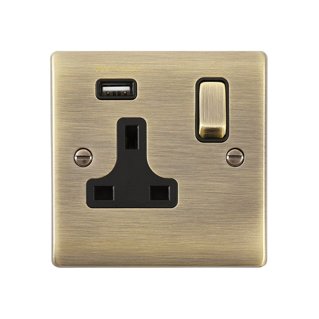 13A 1G DP Switched Socket with 2.1V USB