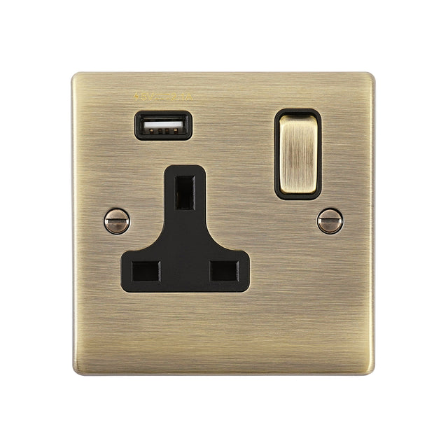 13A 1G DP Switched Socket with 2.1V USB