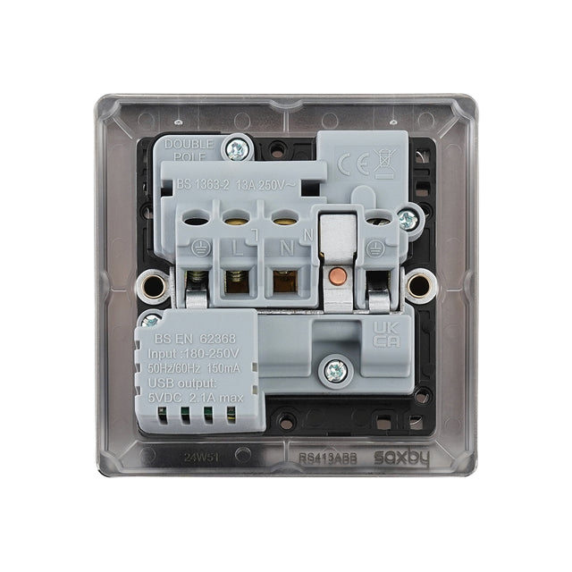 13A 1G DP Switched Socket with 2.1V USB