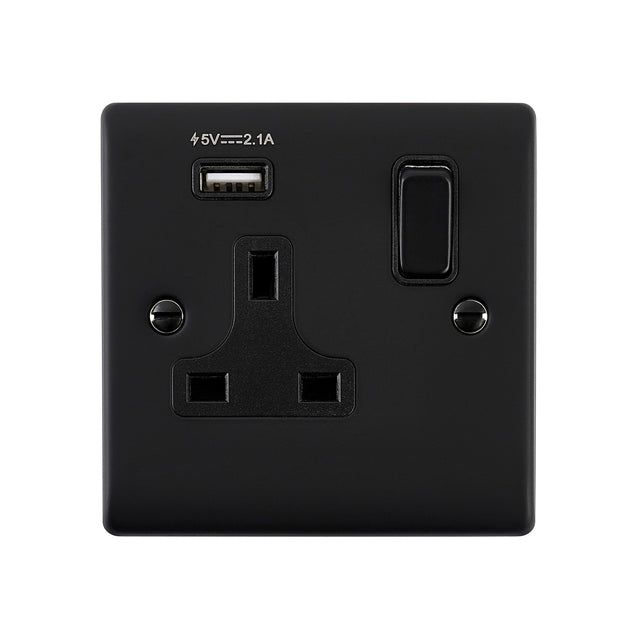 13A 1G DP Switched Socket with 2.1V USB